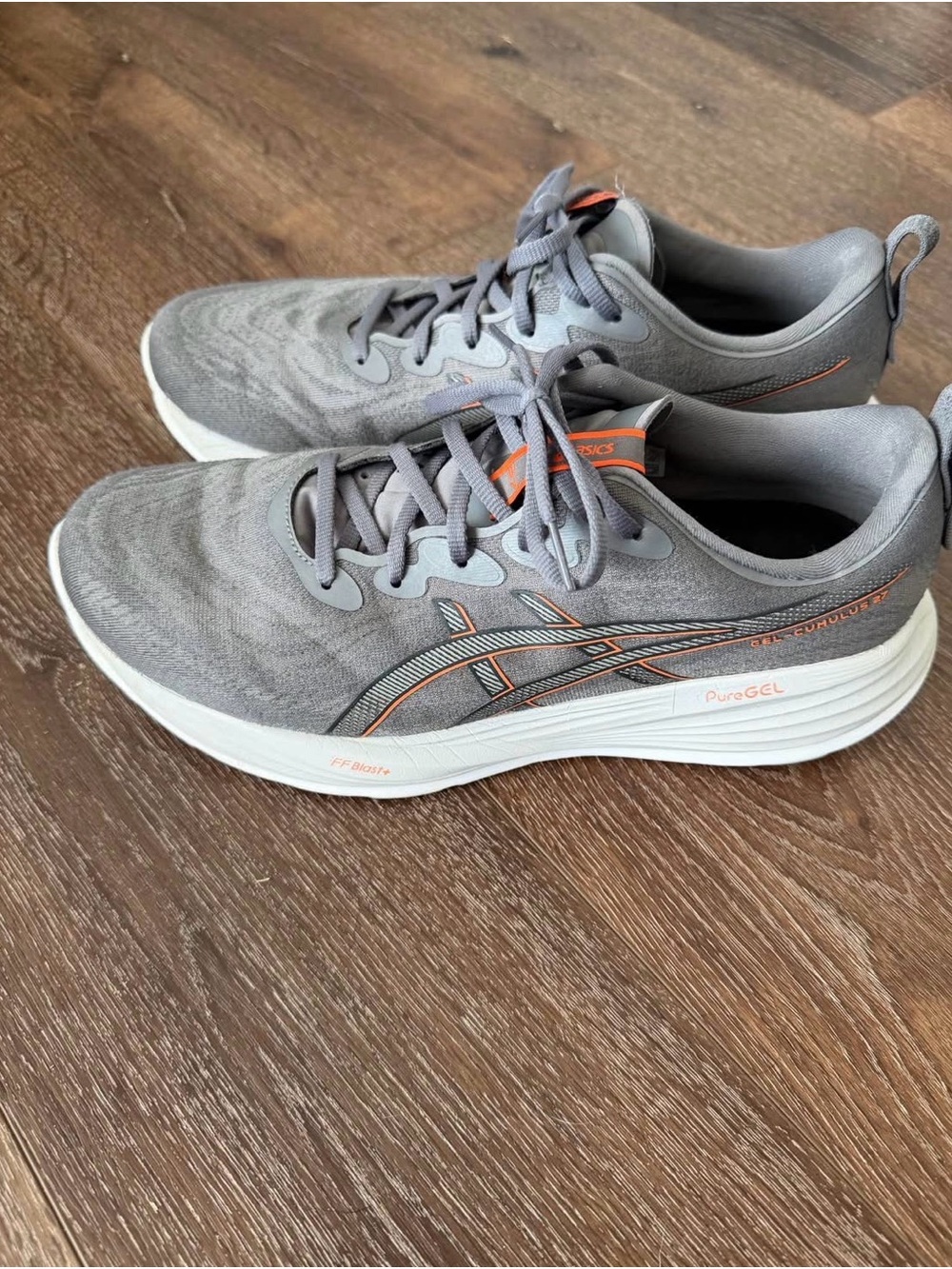 ASICS Men's Gray and Orange Athletic Running Shoes